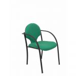 PYC Pack de 2 Cadeiras Ergonômicas Incorporada Confiante c/ Braços Fixos, Empilhável e Estrutura Preta Assento e Encosto Estofado Verde Bal