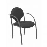PYC Pack de 2 Cadeiras Ergonómicas Incorporado Confiante c/ Braços Fixos, Empilhável e Estrutura Preta Assento e Encosto Estofado Bali Piqu