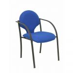 PYC Pack de 2 Cadeiras Ergonómicas Incorporado Confiante c/ Braços Fixos, Empilhável e Estrutura Preta Assento e Encosto Estofado Azul Bali