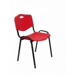 PYC Pacote de 4 Confiante Cadeiras Empilhável de Múltiplos Propósitos e Estrutura Preta Assento e Encosto em Vermelho Pvc Piqueras Y Cres