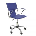 PYC Cadeira de Escritório c/ Braços Assento 360° Azul