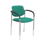 PYC Cadeira de Visitante Villalgordo Estrutura Cromada Tecido c/ Braços Verde Marinho