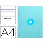 Antartik Caderno Espiral Din A4 Capa Forrada 80f 90 Gr Pautado 1 Banda 4 Furos Turquesa