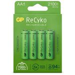 Gp Batteries Pilhas Recarregáveis 1x4 Gp Recyko+ Nimh Bateria Aa 2100mAH, Ready para Use,