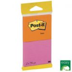Post-it Bloco Notas Aderentes 76 x 63.5 mm Rosa e Laranja Pack 2, 75 Fls Embalagem 2 Blocos - 264063