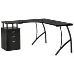 HomCom Secretária de Canto Mesa Formato L com 3 Gavetas 143,5x143,5x76cm Preto - 920-032V01BK