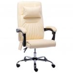 Cadeira de Escritório C/ Função Massagem Couro Artificial Creme - 20295