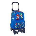 Toybags Mochila Escolar 41 cm Azul com Trolley Mario e Luigi Super Mario