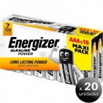 Pack de 20 unidades. Energizer, Pack de 16 Pilhas Alcalinas Energizer AAA (LR03) LoteSGSai2990