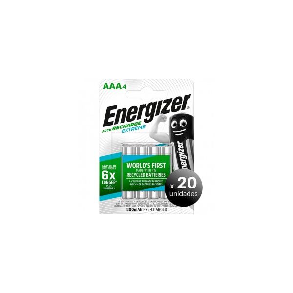 Energizer Pilhas Recarregáveis AAA HR03 800mAh - Pack 4 - Pilhas