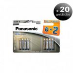 Pack de 20 unidades. Panasonic Everyday Power, Blister de 8 Pilhas Alkalinas LR03 AAA LoteSGSai3521