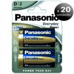 Pack de 20 unidades. Panasonic Everyday Power, Blister de 2 Pilhas Alkalinas LR20 D LoteSGSai3501