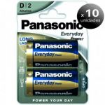 Pack de 10 unidades. Panasonic Everyday Power, Blister de 2 Pilhas Alkalinas LR20 D LoteSGSai3500