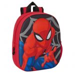 Mochila Escolar 3D Spiderman Preto Vermelho 27 x 33 x 10 cm