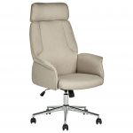 Beliani Cadeira de Escritório Creme Confortável Capa de Estofamento Ajustável em Altura Moderna 72x72x126 - 4251682290166