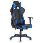 Beliani Cadeira de Escritório Preta com Azul Ajustável em Altura com Almofada para Jogadores Modernos 71x71x125-135 - 4251682205313