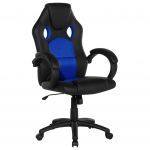 Beliani Cadeira de Escritório Preta com Pele Sintética Azul, Ajustável em Altura Design Moderno e Inovador 65x65x108-115 - 4260580929009