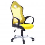 Beliani Cadeira de Escritório Amarela com Função de Baloiço Revestimento de Malha Respirável Design Moderno e Confortável 67x67x109-119 - 4260580934485