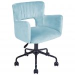 Beliani Cadeira Estofada em Veludo de Poliéster Azul Claro com Apoio de Braços e Encosto Recortado Pés Pretos de Metal Xx - 4255664819871