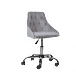 Beliani Cadeira de Trabalho com Rodas em Veludo Cinzento Estilo Clássico Elegante 60x60x75-85 - 4251682209502