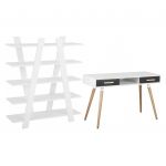 Beliani Conjunto de Escritório em Cinzento Vidro Estante em Estilo Moderno Escandinavo 50x120x116 - 4255664805508