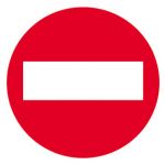 Placa Sinalética Autocolante em PP - Sentido Proibido a Veículos (10x10cm)