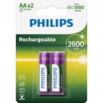 Philips Pack 2 Pilhas Recarregáveis 2600mAh AA HR6