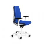 Cadeira Profissional 922w-3 com Estrutura Branca e Estofos Azuis, Inclui Apoios de Braços Ajustáveis