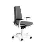 Cadeira Profissional 922w-1 com Estrutura Branca e Estofos Cinzentos, Inclui Apoios de Braços Ajustáveis