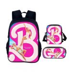 Mochila Escolar da Barbie Infantil e Juvenil 3 peças 40X30X17 - BB01