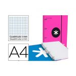 Antartik Pasta com Recarga e Aba Din A4 Quadricula 5mm Forrada 4 Anéis 40mm Rosa