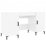 vidaXL Secretária 140x50x75 cm Derivados de Madeira Branco Brilhante - 3453747299