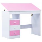 vidaXL Secretária/estirador Desenho para Crianças Rosa e Branco - 1083540034