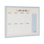 Bi-office Quadro Planner Semanal Magnético 60x45 cm Superfície De Aço Lacado Moldura de Mdf Azul Pastel