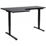 Beliani Secretária de Canto Esquerdo Preta Aglomerado Madeira Aço 160 X 59 cm Altura Ajustável Elétrica Forma de L