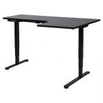 Beliani Secretária de Canto Direito Preta Aglomerado Madeira Aço 160 X 59 cm Altura Ajustável Elétrica Forma de L