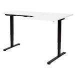 Beliani Secretária de Canto Direito Preta e Branca Aglomerado Madeira Aço 160 X 59 cm Altura Ajustável Elétrica Forma de L