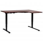 Beliani Secretária de Canto Direito Preta e Castanha Escura Aglomerado Madeira Aço 160 X 59 cm Altura Ajustável Elétrica Forma de L