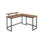 Vasagle Mesa em Formato de L com Suporte Estrutura de Metal Castanho Rústico 140x130x76/91,5 cm - LWD56X