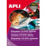 APLI Etiquetas CD-DVD Permanente Opaco Ext ø 117 Int ø 18 - 10294