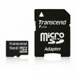Transcend 16GB Micro SDHC Class10 + Adaptador SD - TS16GUSDHC10
