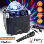 Party Light & Sound Coluna Amplificada 4" 50w Bt/bat C/ Projector Rgb - Party-rocker