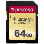 Transcend 64GB SDXC 500S Class 10 UHS-I U3 V30 - TS64GSDC500S