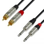 Adam Hall Cables K4 TPC 0150 - Audio Cable 2 x RCA male to 2 x 6.3 mm Jack mono 1.5 m
