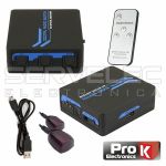 ProK Electronics Distribuidor Comutador Toslink 3 Entradas 1 Saída