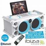 Ibiza Sistema de Som Portatil Branco 120W Usb/bt/fm