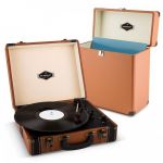 Gira-Discos Auna Jerry Lee Record Collector Set Castanho| Retro | Mala P/ Vinis