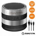Manta Coluna Bluetooth Portátil Metálica 3W Usb/sd/aux/fm/bat/mic - MA407