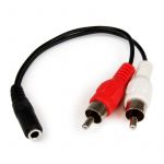 MicroConnect Cabo Adaptador Jack 3.5mm Fêmea para 2x RCA 3.5mm - AUDALH02