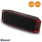 Coluna Bluetooth Portátil 2x3w Usb/fm/sd Preto-vermelho